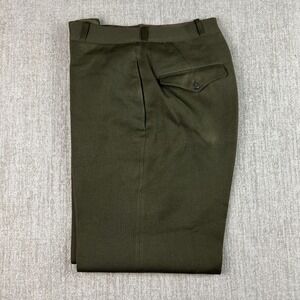 Vintage Whipcord Green Trousers Dress Pants Pleated Size 30x30 Hemmed Talon Zip